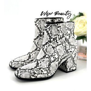 Mix No. 6 Black and White Snakeskin Ankle Boots